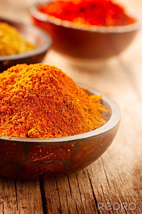 Papier peint  Pimenter. Divers, épices, sur, bois, fond