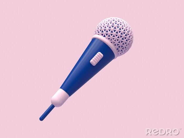 Papier peint  pink blue microphone cartoon style 3d rendering technology digital concept