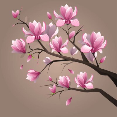 Papier peint  Pink magnolia flowers