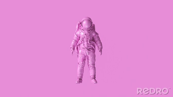 Papier peint  Pink Spaceman Astronaut Cosmonaut 3d illustration 3d render