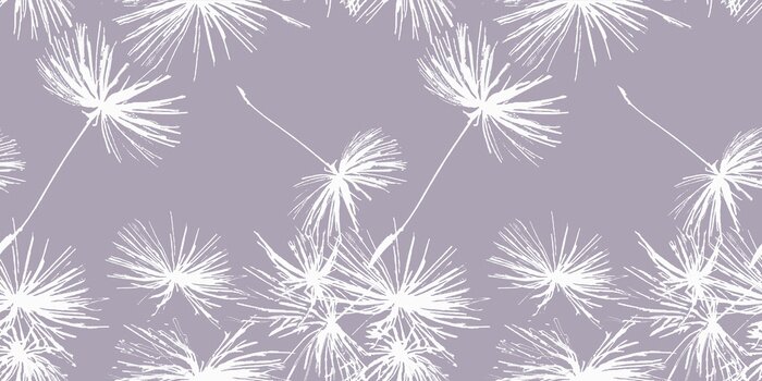 Papier peint  Pissenlits blancs sur fond prune