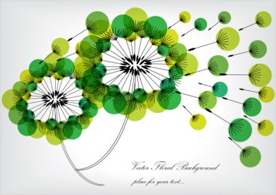 Pissenlits verts dans un style graphique