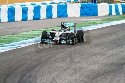 Papier peint  Piste de course avec des barrières bleu et blanc