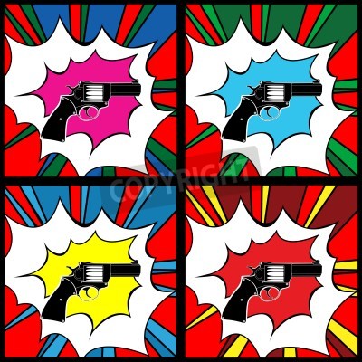 Papier peint  Pistolet dans un collage pop art