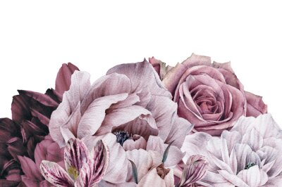 Papier peint  Pivoine dans un bouquet de roses