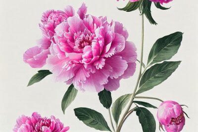 Papier peint  Pivoine rose en fleurs