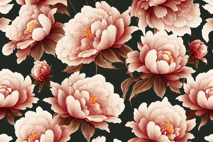 Papier peint  Pivoines à thé