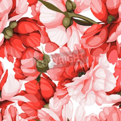 Papier peint  Pivoines graphiques roses