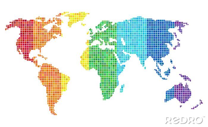 Papier peint  pixel Wold carte arc vertical