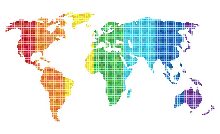 Papier peint  pixel Wold carte arc vertical