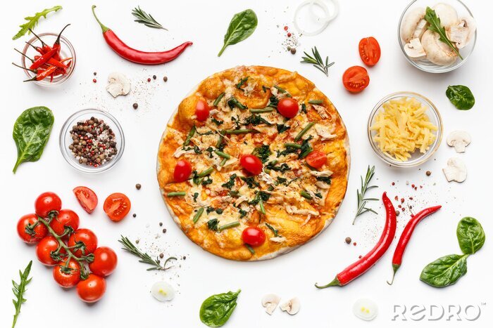 Papier peint  Pizza italienne tomates et piments