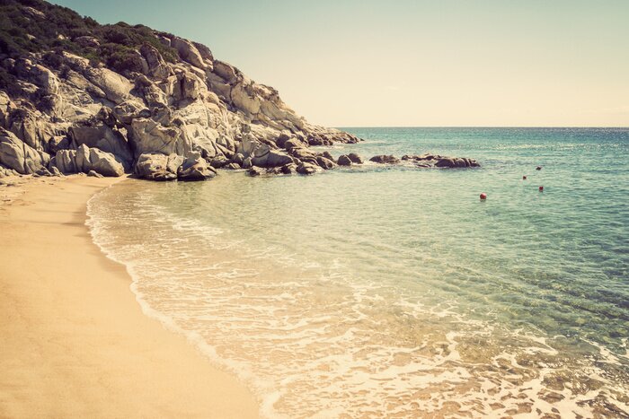 Papier peint  Plage avec pierres et océan