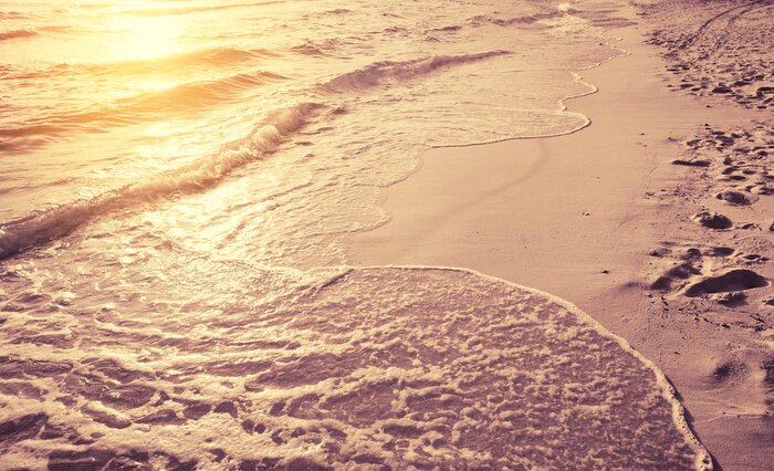 Papier peint  Plage et vagues au soleil