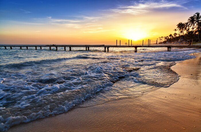 Papier peint  Plage, mer et jetée