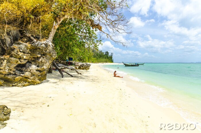 Papier peint  Plage tropicale et mer sur une île