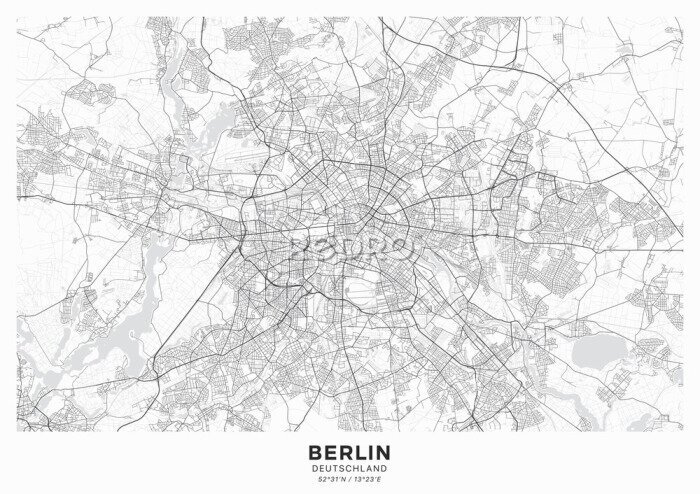Papier peint  Plan détaillé de la ville de Berlin