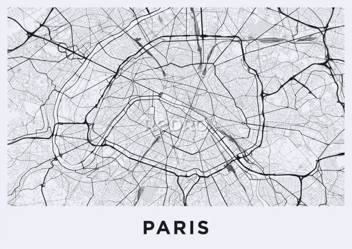Papier peint  Plan horizontal du centre de Paris