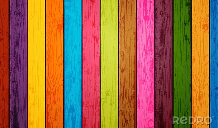 Papier peint  Planches de bois verticales colorées