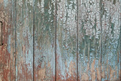 Papier peint  Planches vieillies avec la peinture qui s'effrite