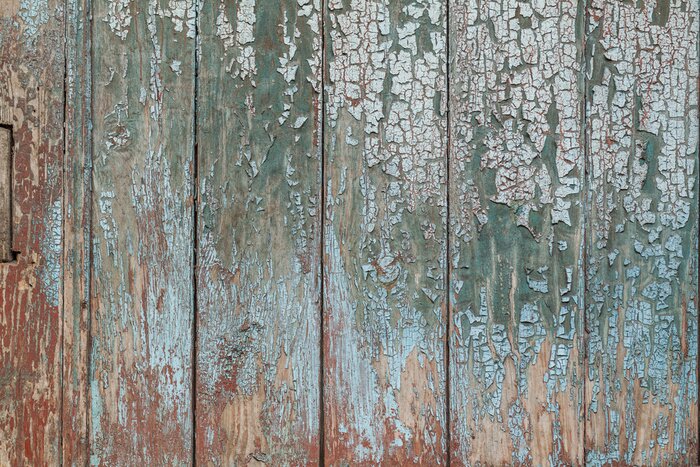 Papier peint  Planches vieillies avec la peinture qui s'effrite