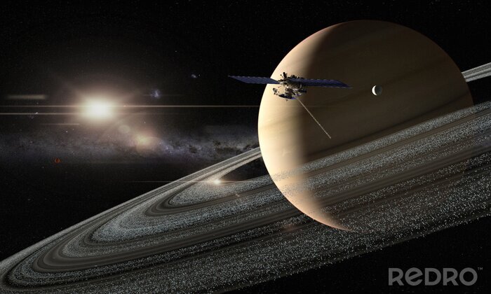 Papier peint  Planète Saturne et un satellite