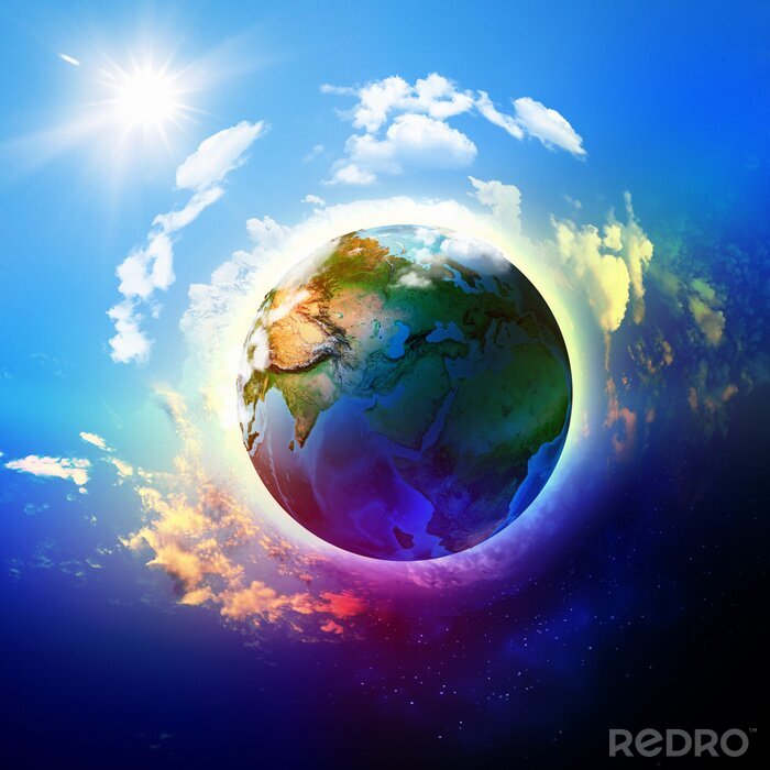 Papier peint  Planète Terre colorée dans les nuages