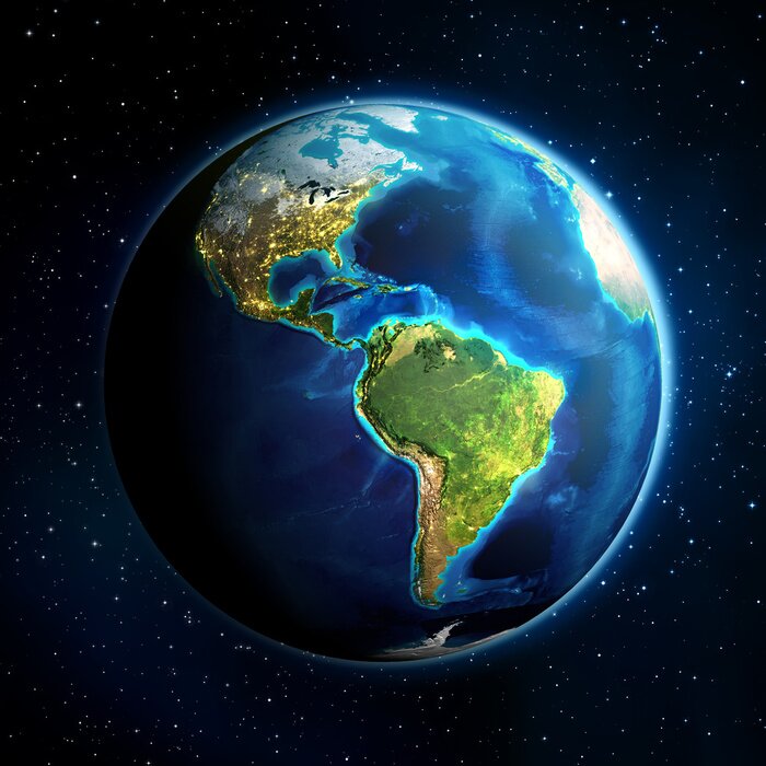 Papier peint  Planète Terre dans un ciel étoilé