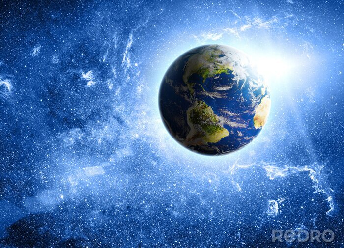 Papier peint  Planète Terre et le Soleil en arrière-plan