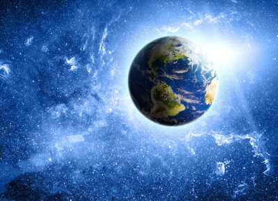 Papier peint  Planète Terre et le Soleil en arrière-plan