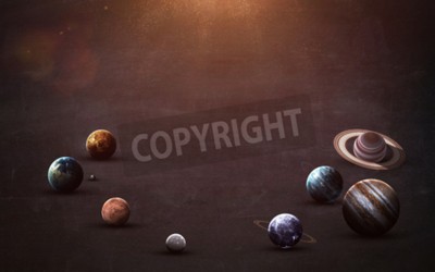 Papier peint  Planètes du système solaire sur un fond brun