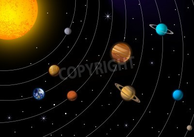 Papier peint  Planètes en circulation dans le système solaire