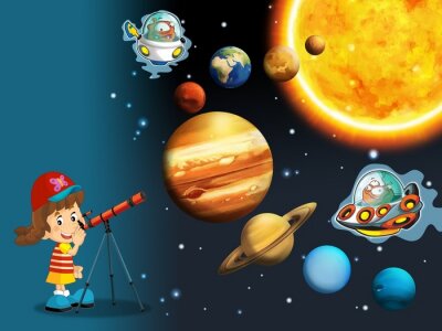 Papier peint  Planètes et le soleil pour les enfants