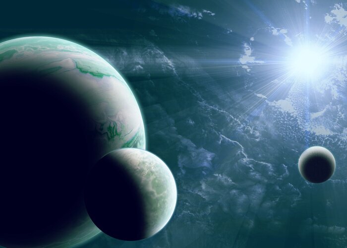 Papier peint  Planètes sur fond d'espace