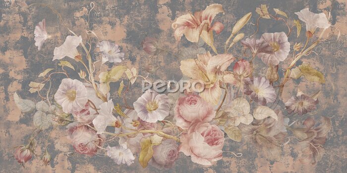 Papier peint  Plante grimpante de fleur sur la texture