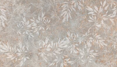 Papier peint  Plantes et feuilles sur un fond en béton