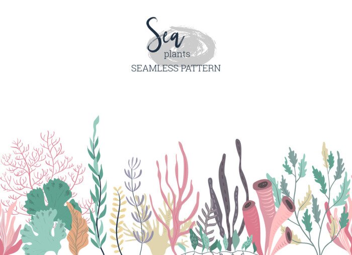 Papier peint  Plantes graphiques dans l'océan