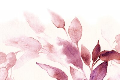 Papier peint  Plantes roses aquarelles