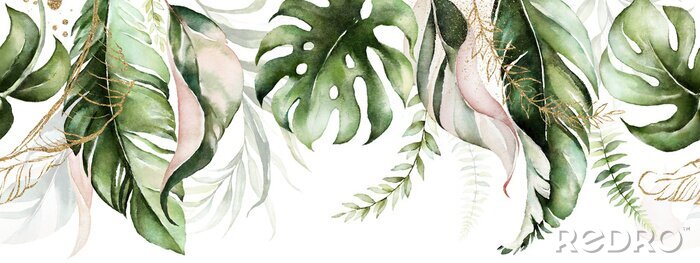 Papier peint  Plantes tropicales dans un style bohème