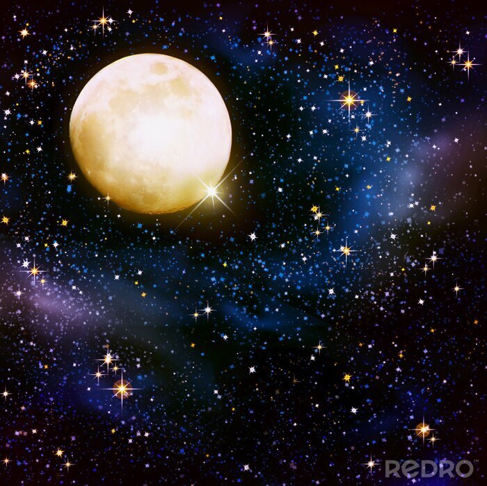 Papier peint  Pleine lune dans le ciel nocturne