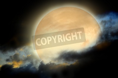 Papier peint  Pleine lune et nuages