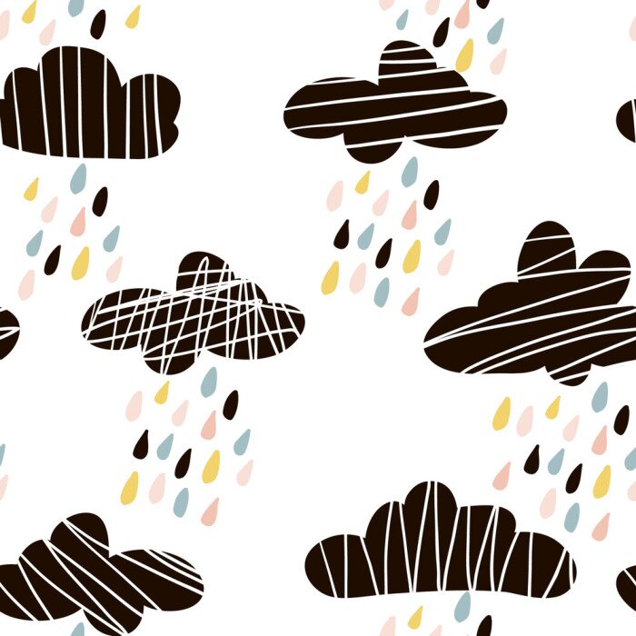 Papier peint  Pluie colorée provenant de nuages noirs
