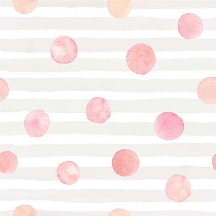 Papier peint  Points roses sur rayures
