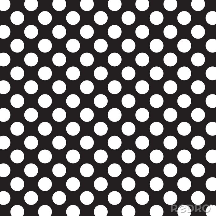 Polka Points fond blanc Points noir fond