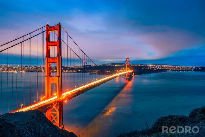 Papier peint  Pont à San Francisco lumières la nuit