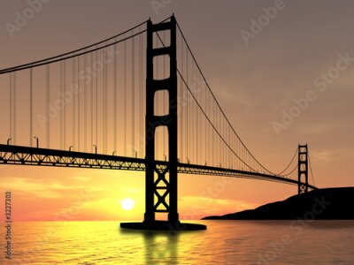 Papier peint  Pont au coucher du soleil