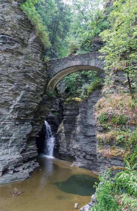 Papier peint  Pont au-dessus d'une chute d'eau