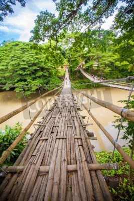 Papier peint  Pont de bambou fleuve large