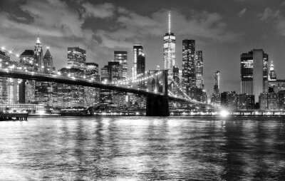 Papier peint  Pont de Brooklyn à New York paysage en noir et blanc