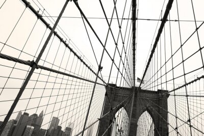 Papier peint  Pont de Brooklyn fragment en noir et blanc