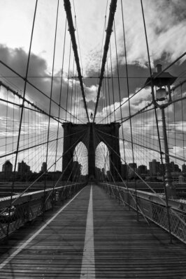 Pont de Brooklyn noir et blanc 3d